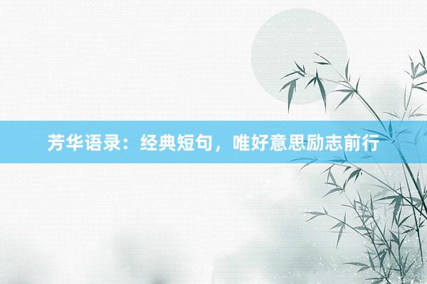 芳华语录：经典短句，唯好意思励志前行